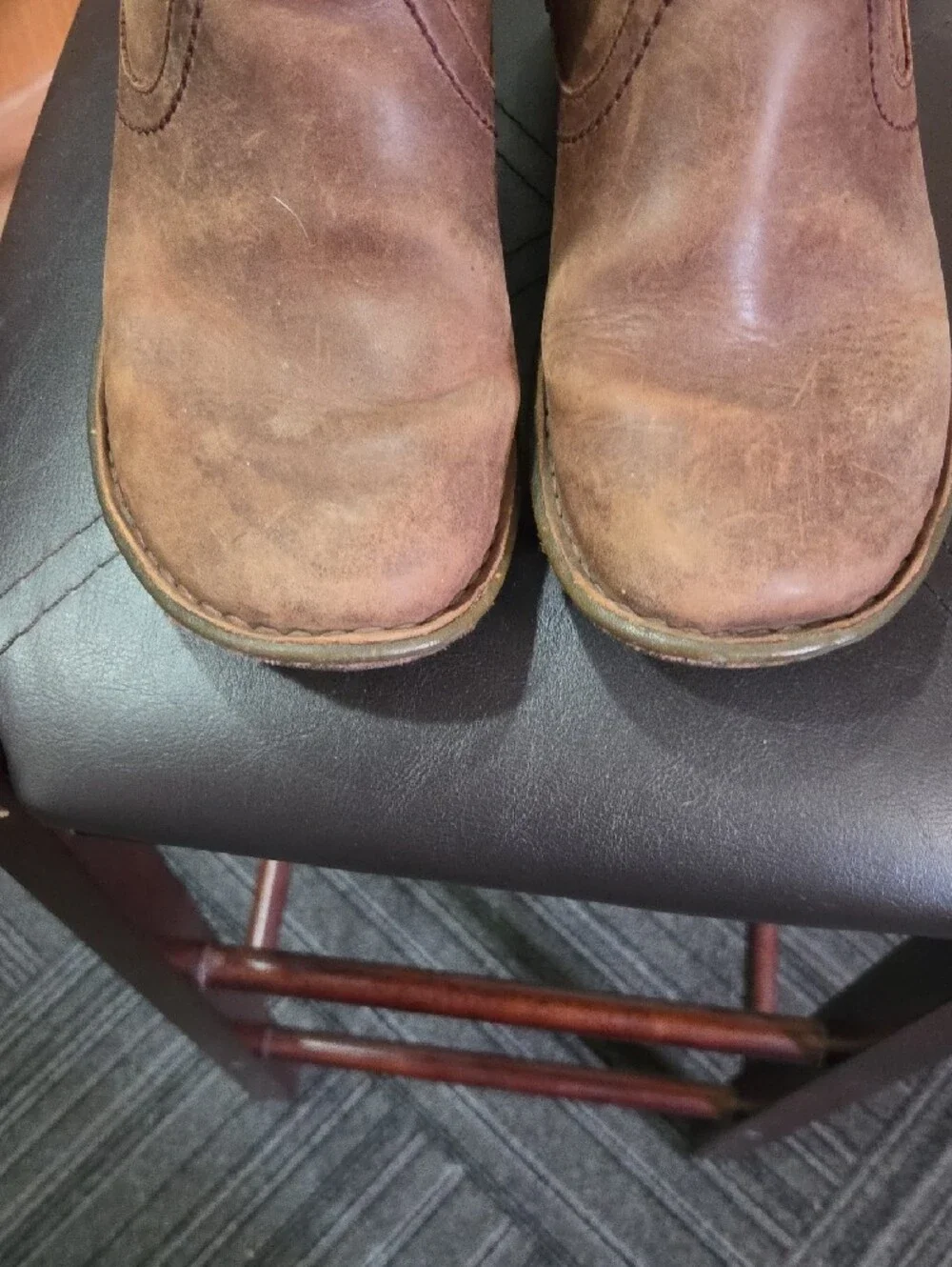 UGG Chestnut Brown Leather Shearling Zip Boots